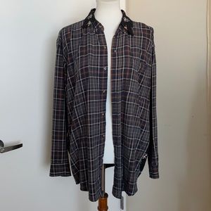 LF FOAK Oversized Contrast Pattern Flannel